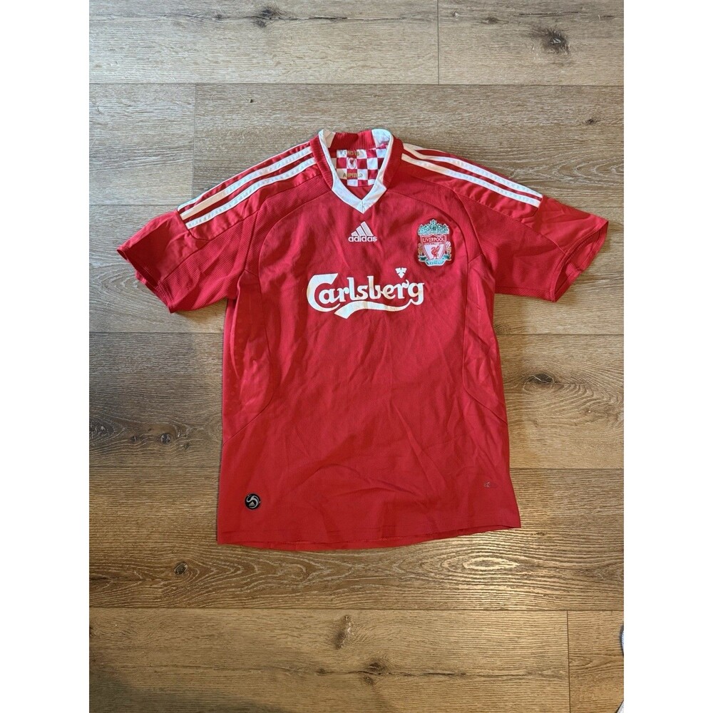 Liverpool Mens Red Short Sleve 2007 Carlsberg Soccer Jersey Fernando Torres Smal